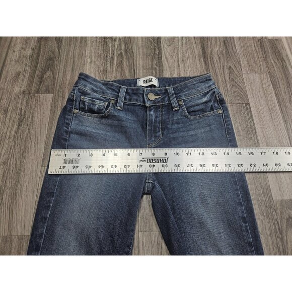 Paige Verdugo Crop Jeans Womens 26 Blue Distressed Raw Hem Skinny Denim Stretch - Picture 10 of 13